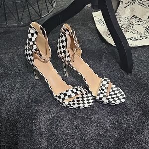 Checkered Black and White Women's Heels